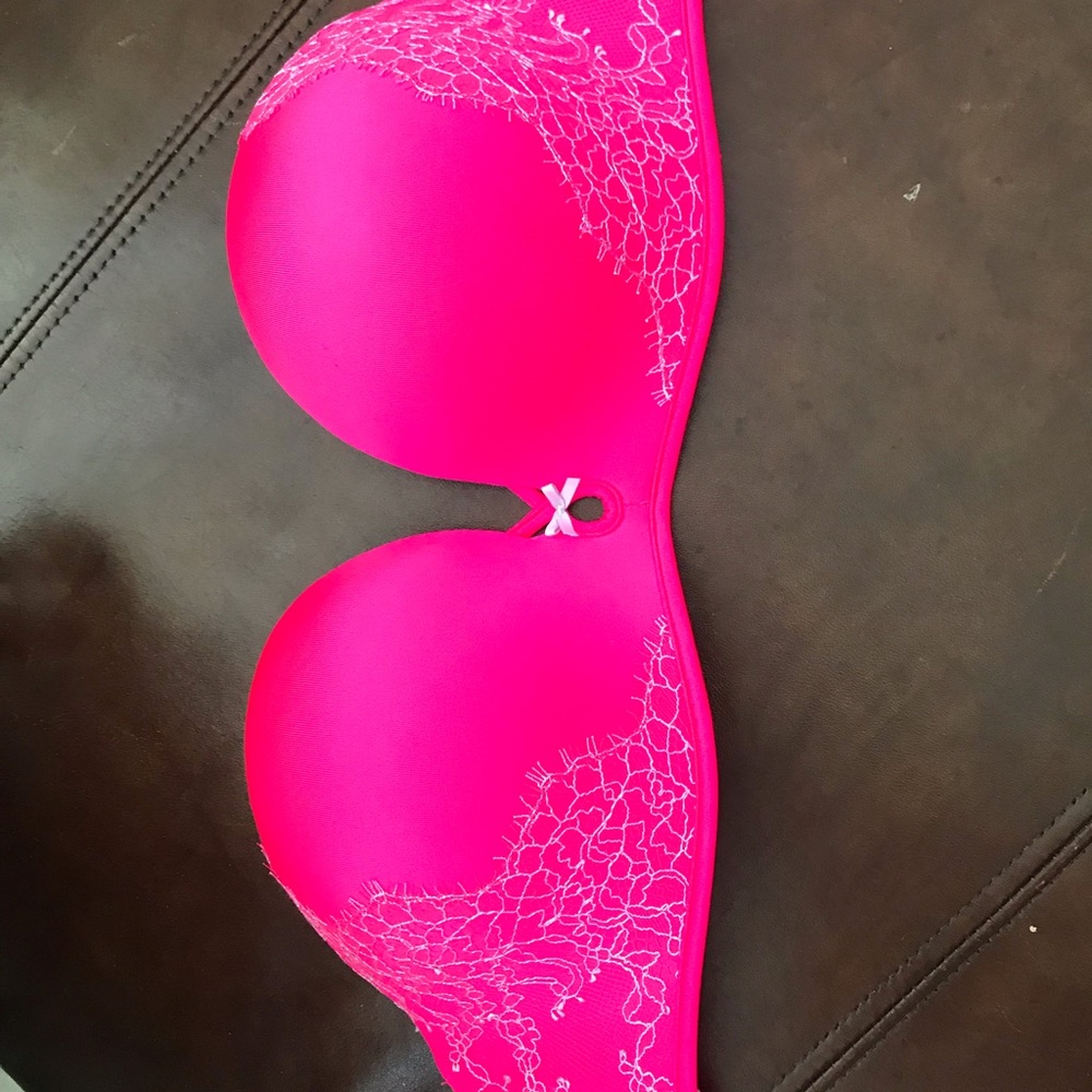 Hot pink strapless bra